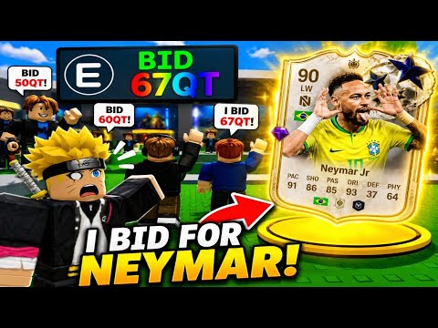 Bid For Soccer Cards Neymar auction card with 67QT bids