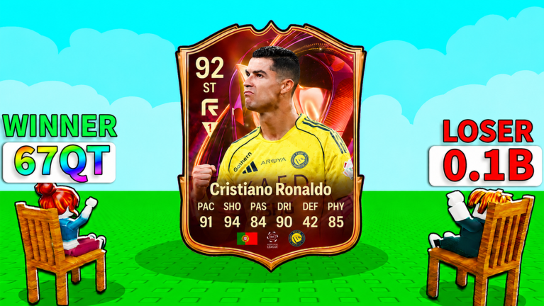 Cristiano Ronaldo 92 ST Bid For Soccer Cards auction between winner 67QT and loser 0.1B